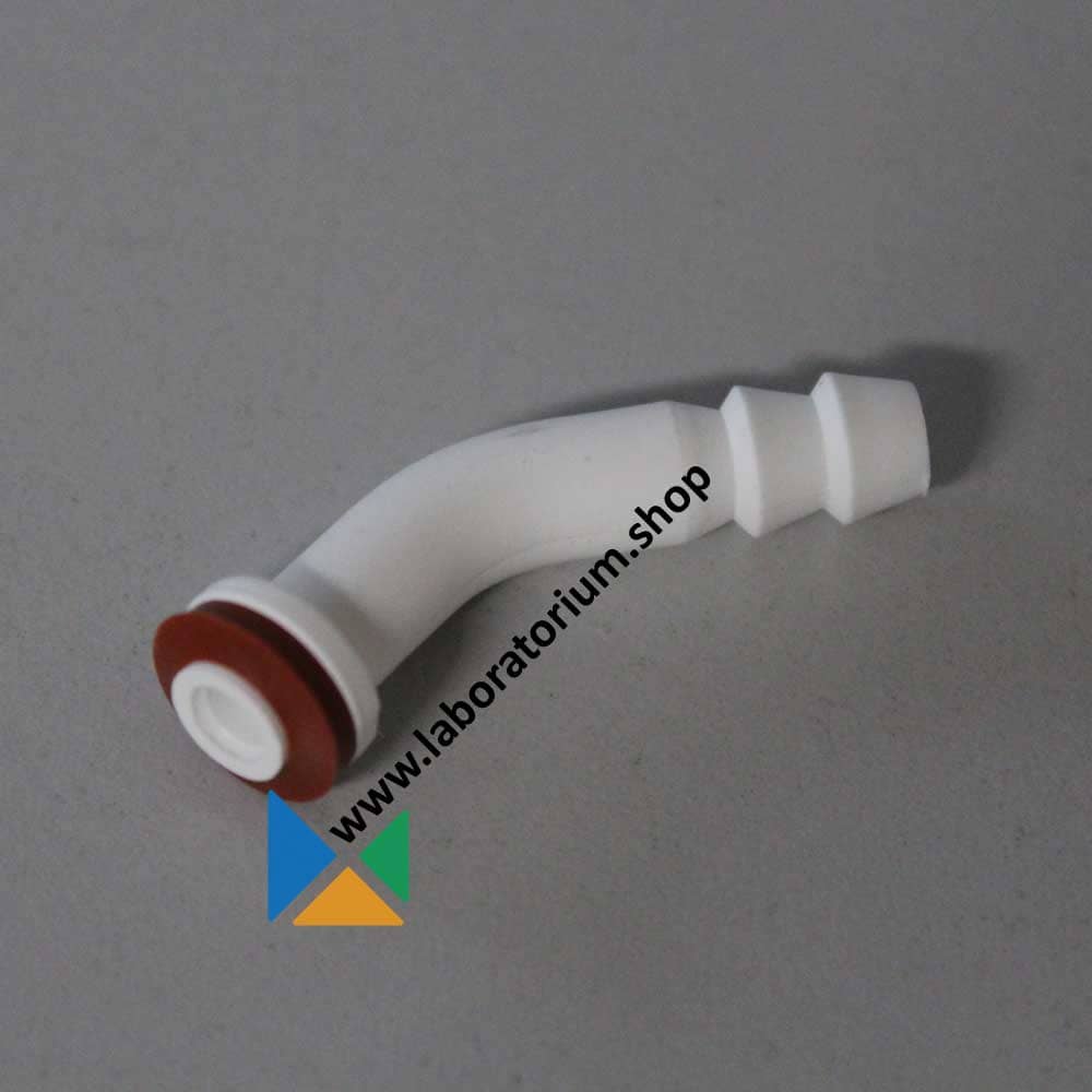 Kunststof slangtule voor GL14 schroefdop, gebogen, met silicone afdichting, DURAN