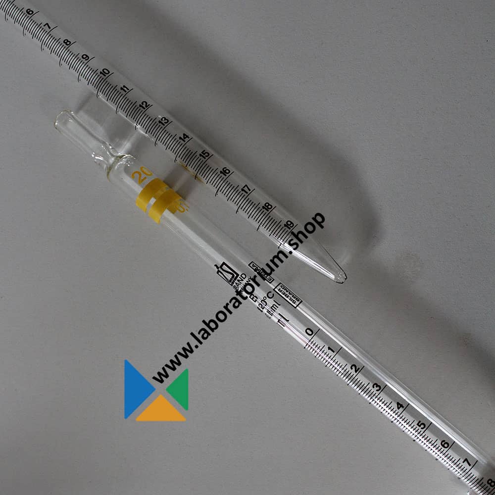 Meetpipet 20 mL BRAND SILBERBRAND ETERNA, klasse B, bruine opdruk, nulpunt boven