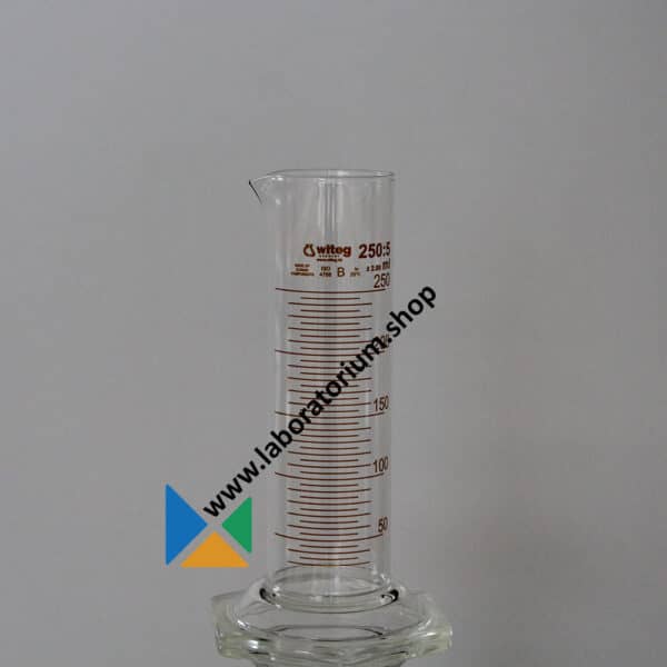 Witeg Maatcilinder laag model - klasse B - bruine opdruk - Duran Borosilicaatglas 3.3